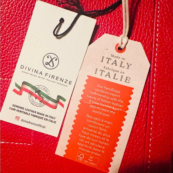 Divina Firenze Red Leather Gold Snake NWT 8”X10”CrossbodyHandle FREE SHIPPING - Picture 8 of 16